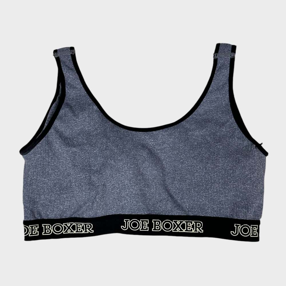 Joe Boxer Gray Black Sports Bra Lightly Padded Removable Padding Medium